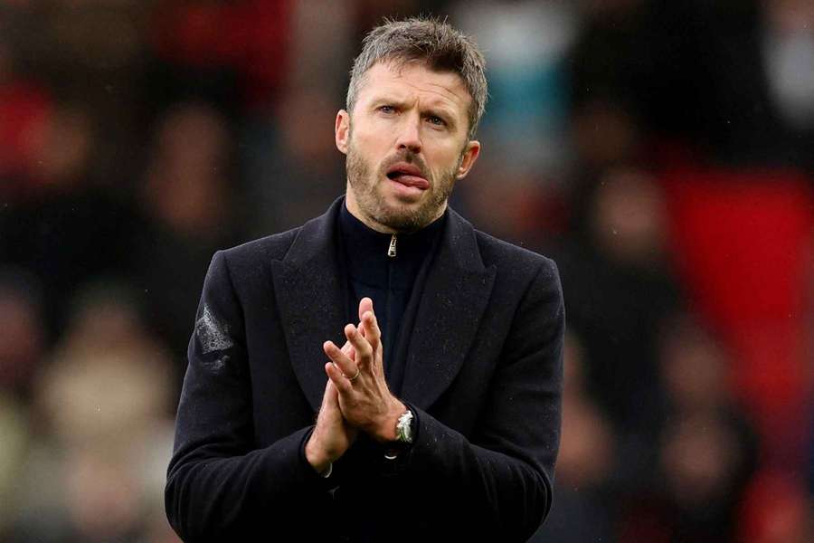 Manchester United manager Michael Carrick looks dejected as he applauds fans after the match Manchester United manager Michael Carrick looks dejected as he applauds fans after the match