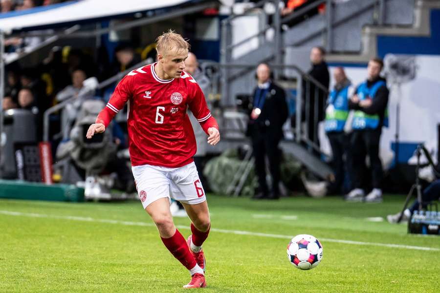 Victor Froholdt in action for the Danish national team