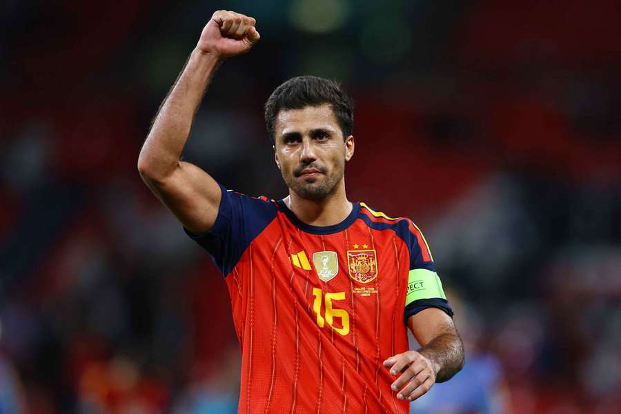 Spain's Rodri celebrates after the win over England Spain's Rodri celebrates after the win over England