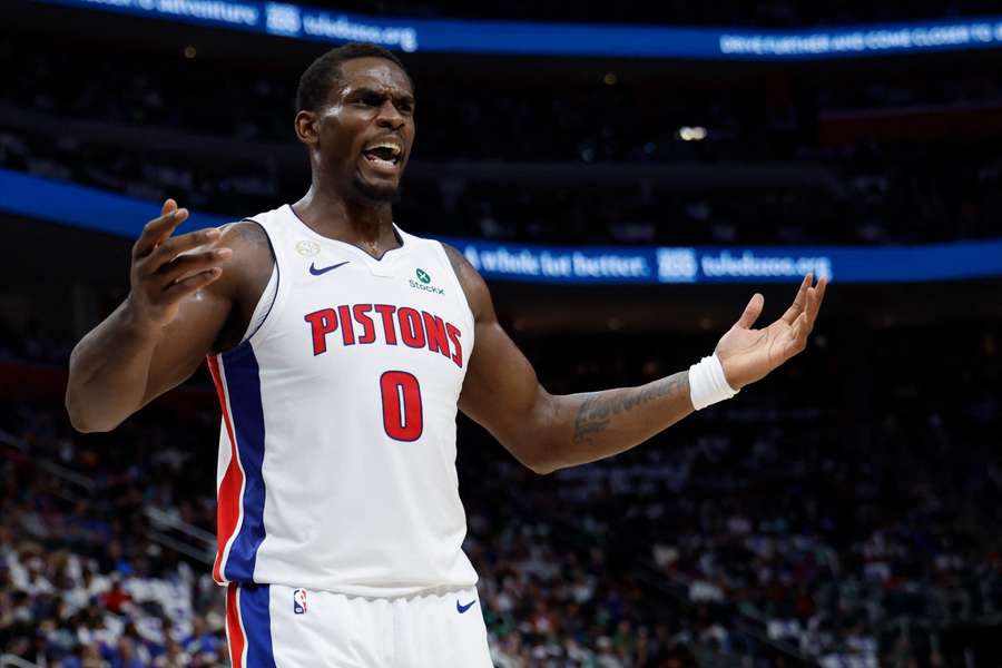 Jalen Duren during Detroit's home-opener against the Boston Celtics Jalen Duren during Detroit's home-opener against the Boston Celtics