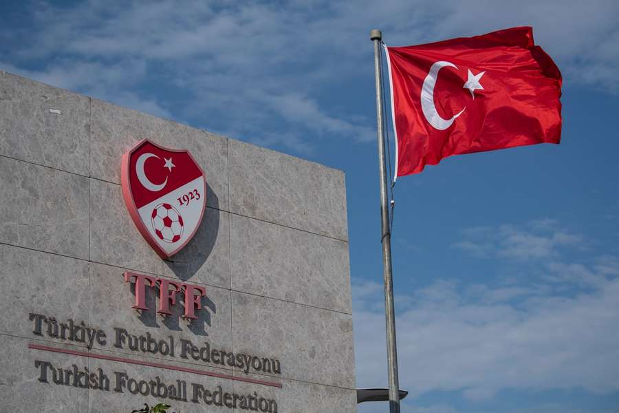 The logo of Turkish Football Federation (TFF) at the entrance of the organization's headquarters The logo of Turkish Football Federation (TFF) at the entrance of the organization's headquarters