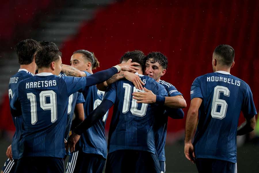 Greece celebrate against Serbia Greece celebrate against Serbia