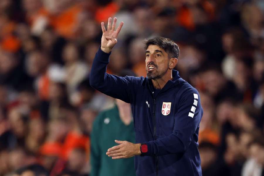 Serbia head coach on the touchline Serbia head coach on the touchline