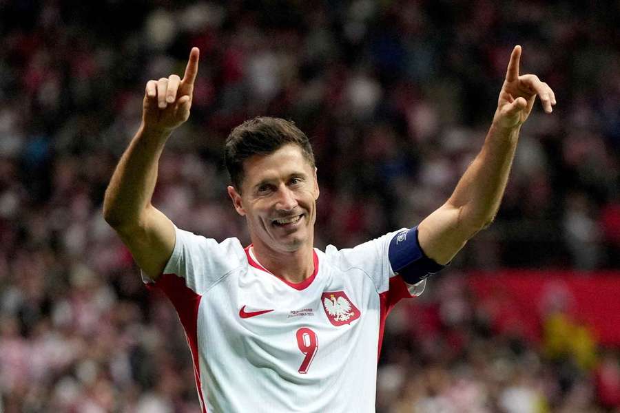 Robert Lewandowski in action for Poland
