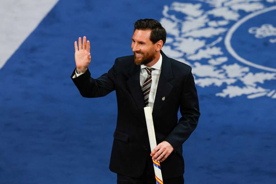 Messi at the award ceremony Messi at the award ceremony