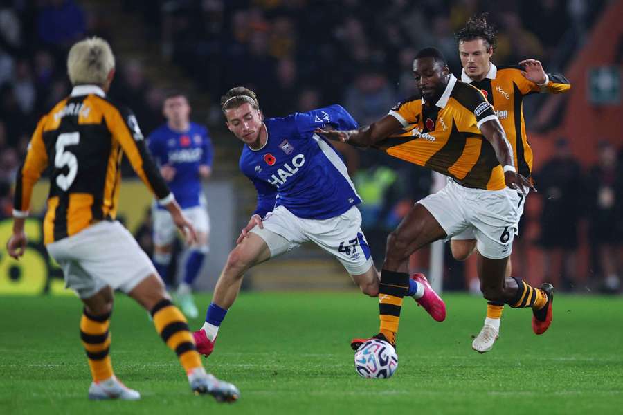 Hull City's Semi Ajayi in action with Ipswich Town's Jack Clarke Hull City's Semi Ajayi in action with Ipswich Town's Jack Clarke