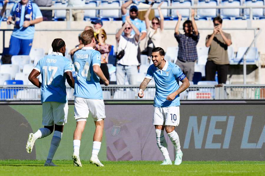Lazio's players celebrate Lazio's players celebrate