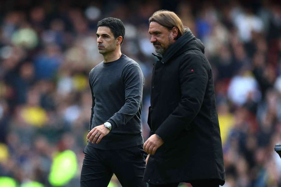 Arteta (L) and Farke after the game Arteta (L) and Farke after the game