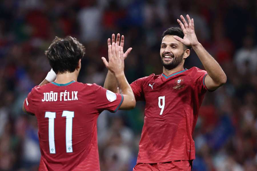 Goncalo Ramos, right, netted the winner for Portugal Goncalo Ramos, right, netted the winner for Portugal