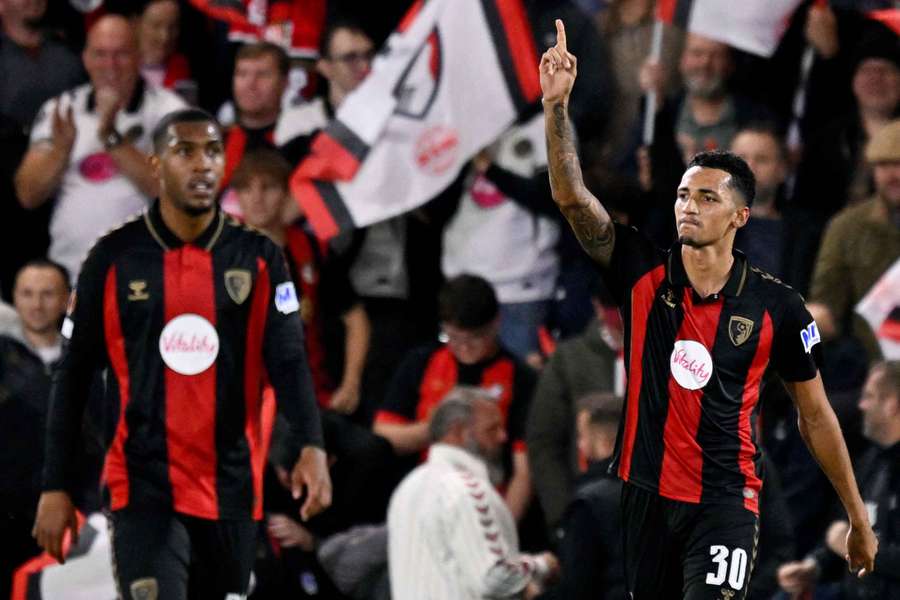 Bournemouth's Alvaro Rodriguez celebrates scoring their third goal Bournemouth's Alvaro Rodriguez celebrates scoring their third goal