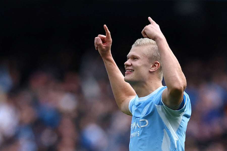 Haaland celebrates goal Haaland celebrates goal
