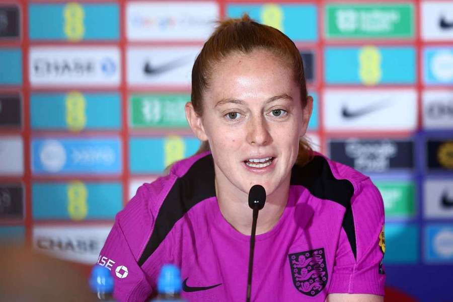 Keira Walsh speaks during a press conference