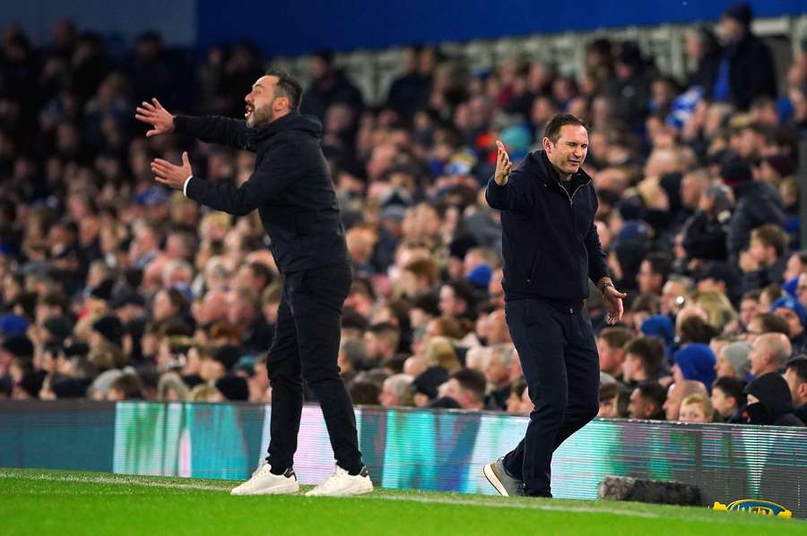 Frank Lampard and Roberto De Zerbi during a previous Premier League encounter Frank Lampard and Roberto De Zerbi during a previous Premier League encounter