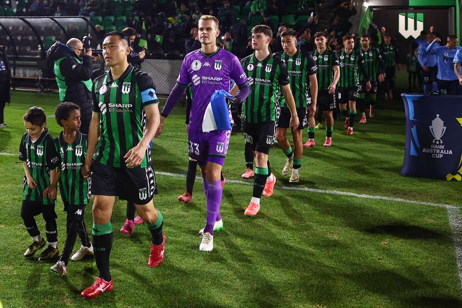 Western United players walk out to their recent Australia Cup game against Sydney FC.