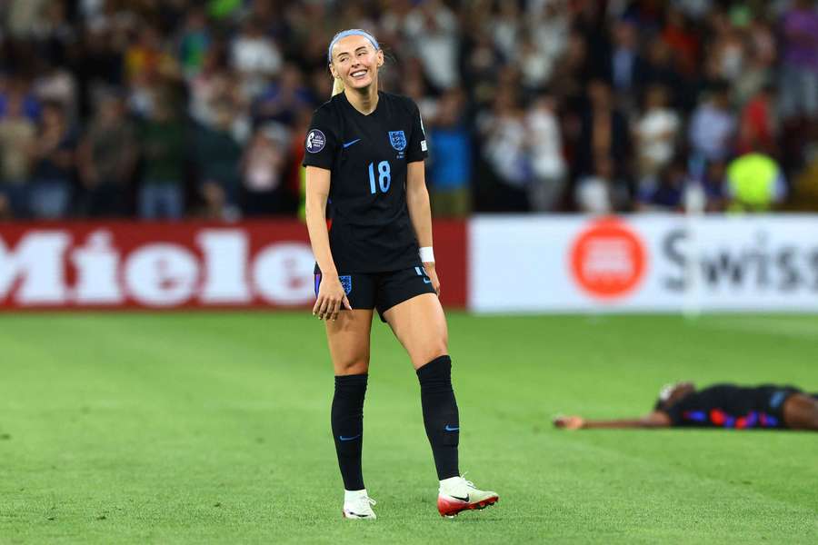 Chloe Kelly smiles after defeating Italy in Women's Euros 2025