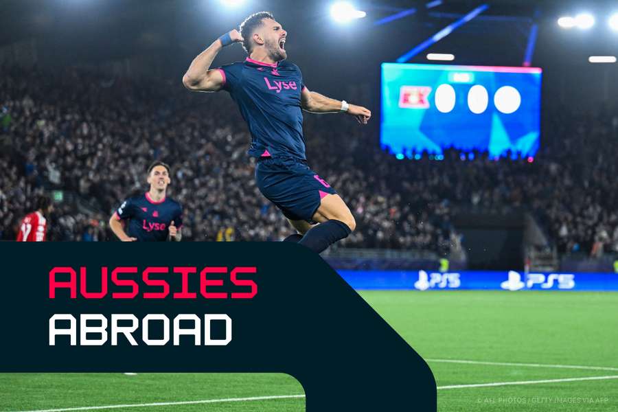 Gianni Stensness celebrates his UEFA Champions League goal against Bayern Munich. Gianni Stensness celebrates his UEFA Champions League goal against Bayern Munich.