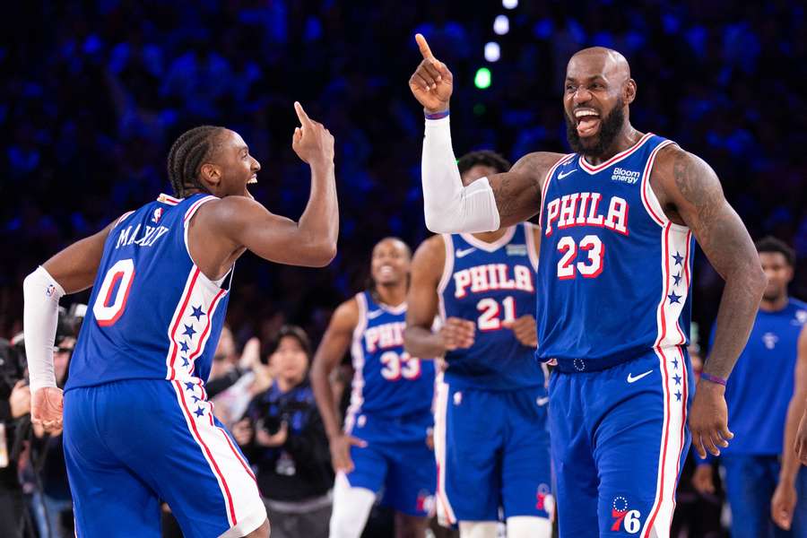 LeBron James and Tyrese Maxey of the Philadelphia 76ers LeBron James and Tyrese Maxey of the Philadelphia 76ers