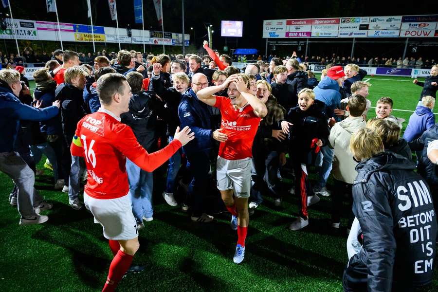 Excelsior '31 players and fans celebrate the win over ADO Den Haag Excelsior '31 players and fans celebrate the win over ADO Den Haag