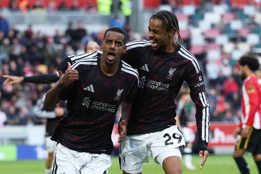 Liverpool's Alexander Isak celebrates scoring their second goal with Bradley Barcola Liverpool's Alexander Isak celebrates scoring their second goal with Bradley Barcola