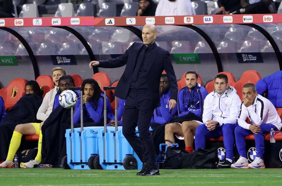 Zidane on the touchline during France's win over Belgium