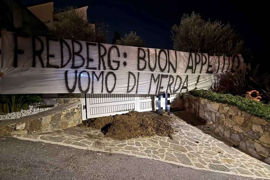 Fans of Sampdoria dumped a large pile of manure outside Jesper Fredberg's home Fans of Sampdoria dumped a large pile of manure outside Jesper Fredberg's home