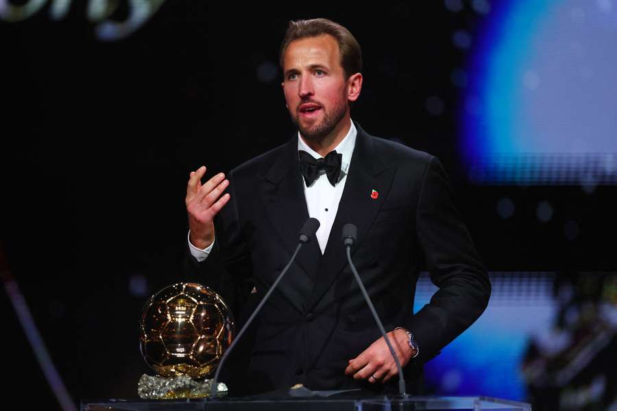 Harry Kane celebrates winning the Ballon D'or Harry Kane celebrates winning the Ballon D'or