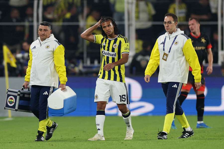 Ake walks off after suffering a moderate strain and swelling in his right leg during a match against Slavia Prague in the Champions League. Ake walks off after suffering a moderate strain and swelling in his right leg during a match against Slavia Prague in the Champions League.