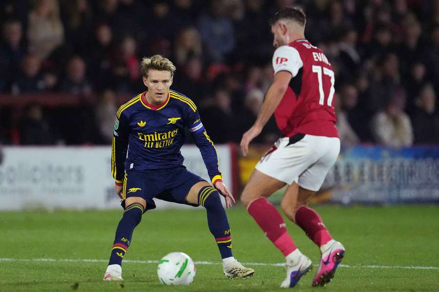 Martin Odegaard was a second-half substitute in Arsenal's EFL Cup defeat to Fleetwood