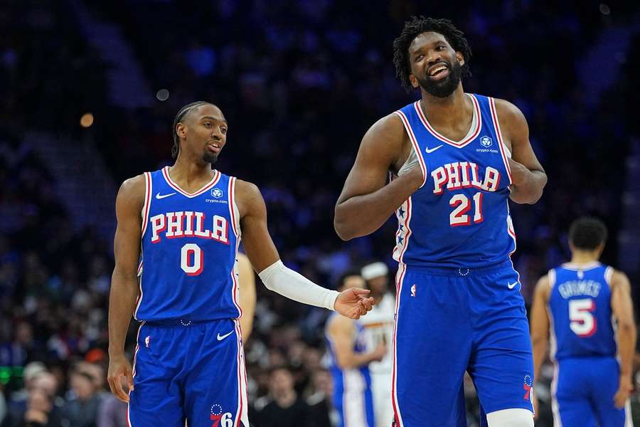 Tyrese Maxey (L) and Joel Embiid Tyrese Maxey (L) and Joel Embiid