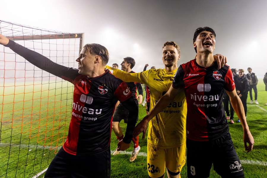 De Treffers players celebrate beating Heracles Almelo De Treffers players celebrate beating Heracles Almelo