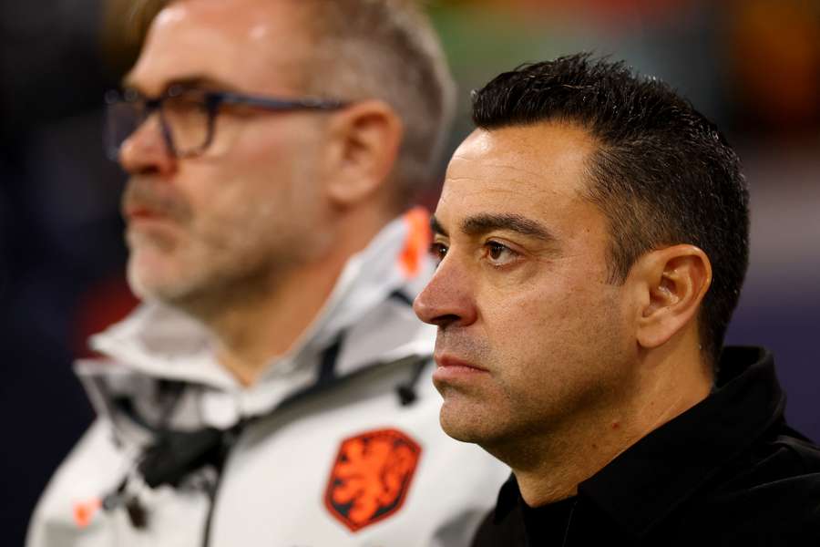 Xavi during the Dutch national anthem