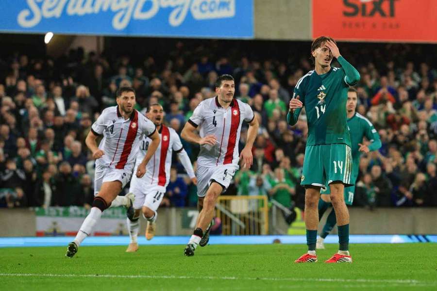 Northern Ireland's Isaac Price reacts after missing a penalty Northern Ireland's Isaac Price reacts after missing a penalty