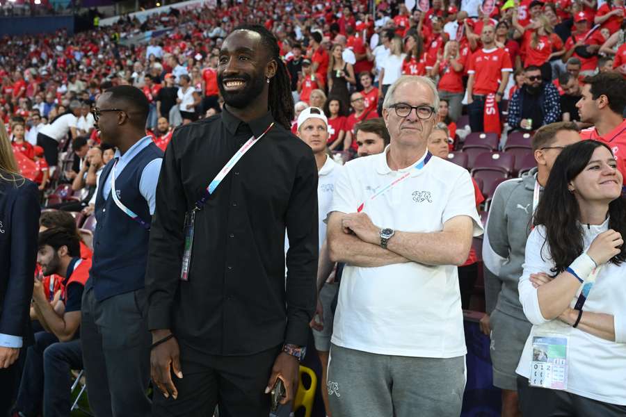 Johan Djourou on the touchline