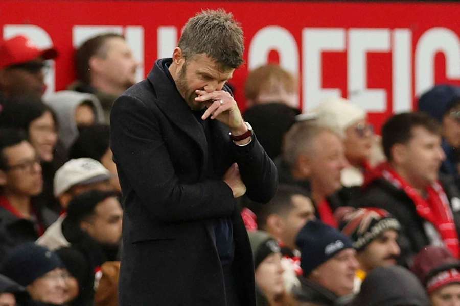 Michael Carrick observing United's 3-0 Premier League defeat to Bournemouth. Michael Carrick observing United's 3-0 Premier League defeat to Bournemouth.