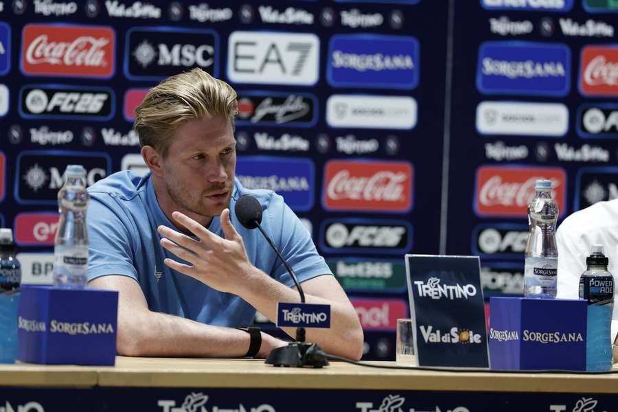 De Bruyne speaks during his press conference De Bruyne speaks during his press conference