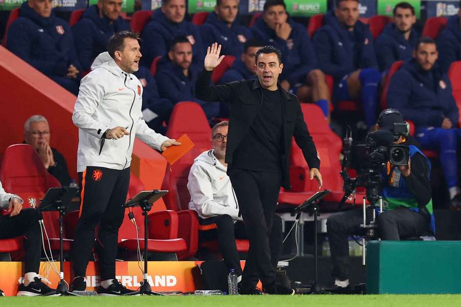 Netherlands coach Xavi on the touchline