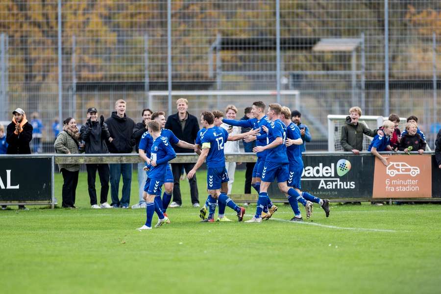 Brabrand celebrates their entry into the Danish Cup quarter-final Brabrand celebrates their entry into the Danish Cup quarter-final
