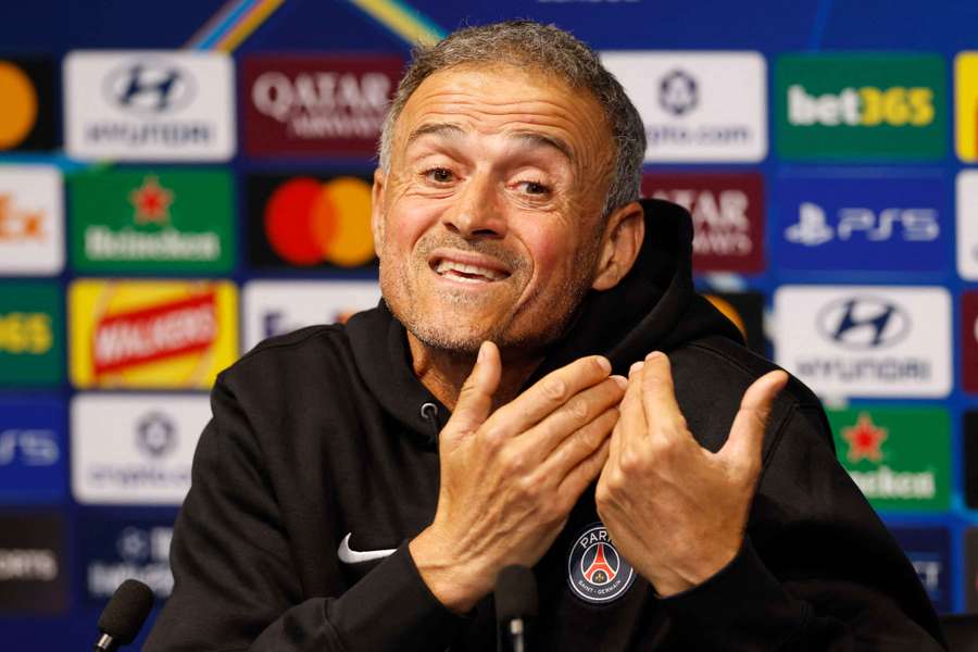 Paris Saint-Germain coach Luis Enrique during a press conference Paris Saint-Germain coach Luis Enrique during a press conference