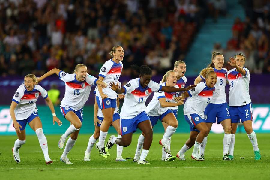 England celebrate penalty shootout win
