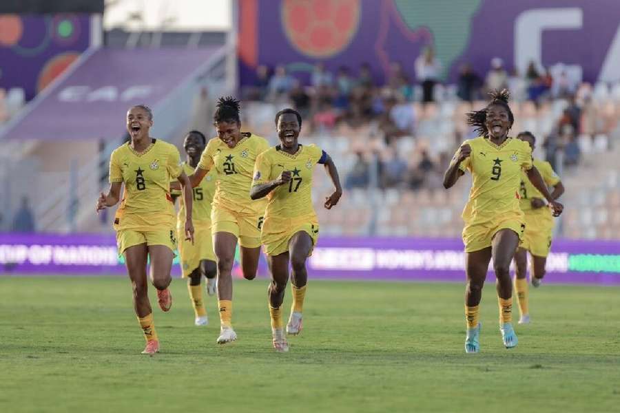 Ghana celebrate their penalty shootout win