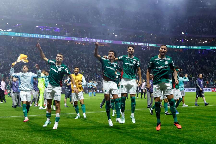 Palmeiras' players celebrate their win Palmeiras' players celebrate their win