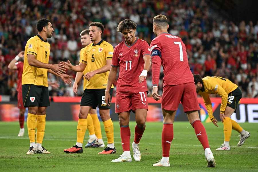 Portugal's Joao Felix celebrates scoring the only goal against Wales Portugal's Joao Felix celebrates scoring the only goal against Wales