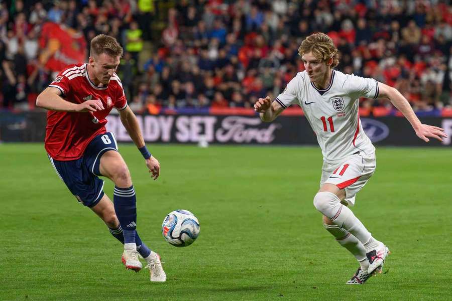 England's Anthony Gordon in action against the Czech Republic in Prague last week England's Anthony Gordon in action against the Czech Republic in Prague last week